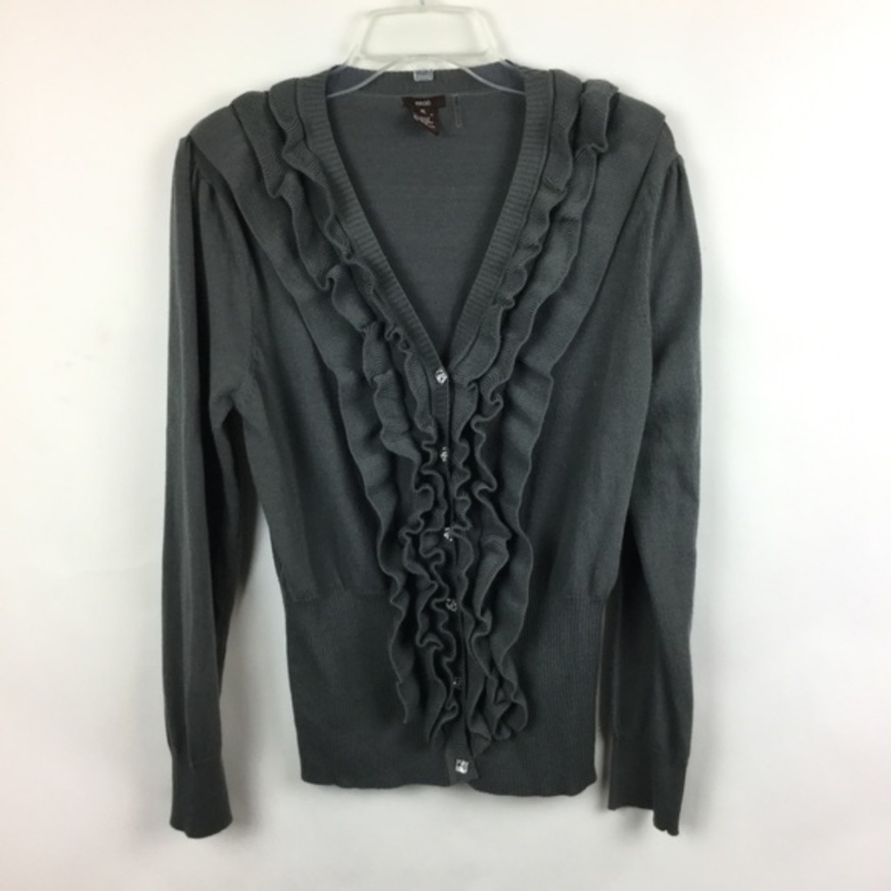 XL Escio grey ruffle button up sweater